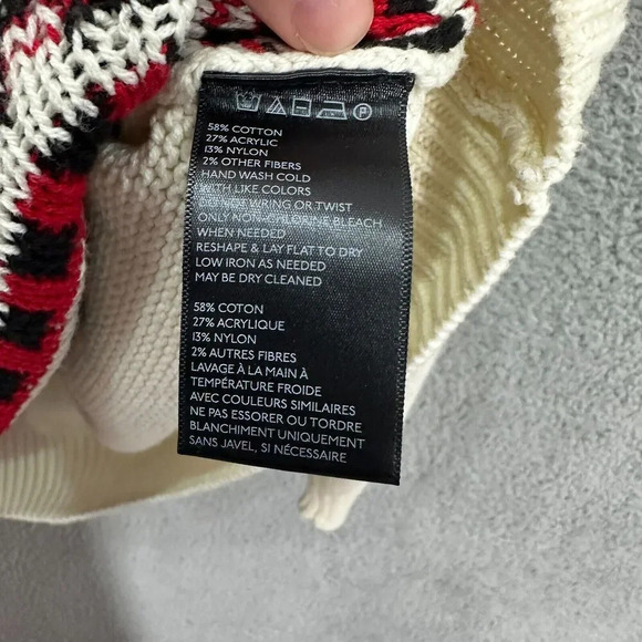 BDG sweater mens medium ivory‎ geometric wolf Tree holiday pullover grandpa - Picture 5 of 6